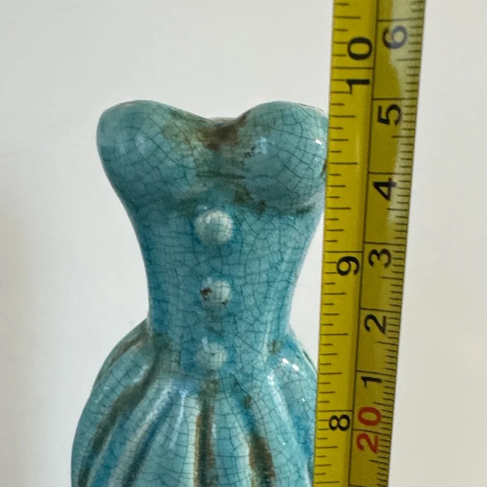 Vintage 1990s Blue Crackle Dress Silhouette Vase